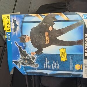 Batman Dark Night Costume with Cape, Mask, Belt - Size L 10-12 NWT